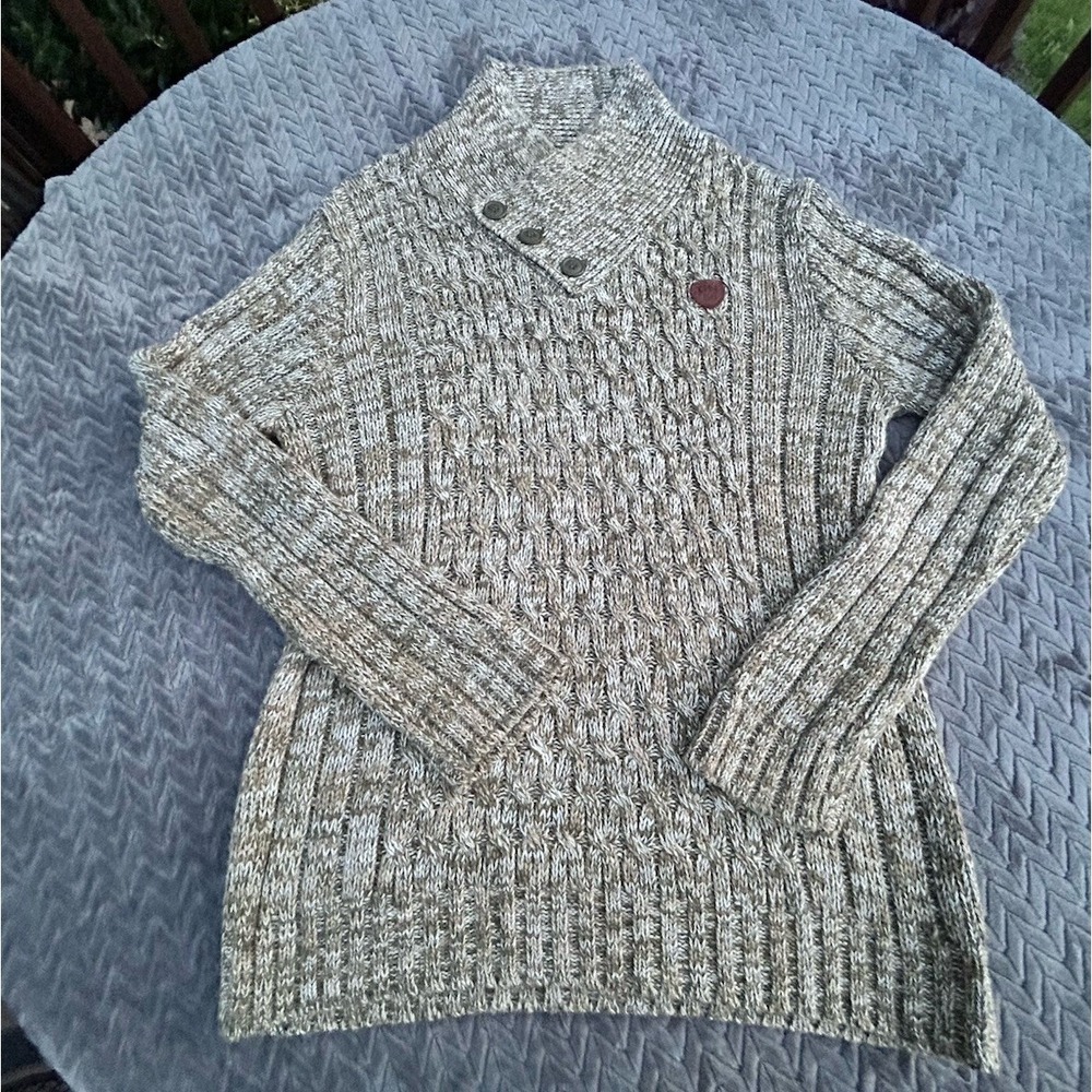 PARISH NATION 56 Men Size XXL Fisherman Knit Brown Sweater